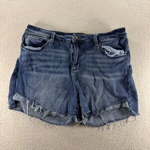Judy‎ Blue Los Angeles Cut Off Shorts Womens Blue Denim Cotton Mid Rise Raw Hem